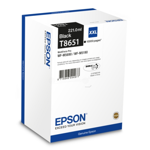 ORIGINAL EPSON T8651 Tintenpatrone schwarz 10.000 Seiten, 221,00 ml (C 13 T 865140)