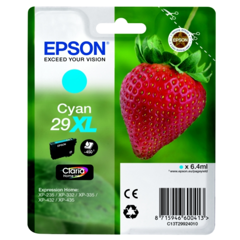 ORIGINAL EPSON 29XL Tintenpatrone cyan High-Capacity 450 Seiten, 6,40 ml (C 13 T 29924012)