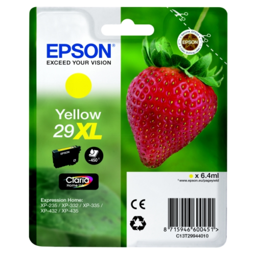 ORIGINAL EPSON 29XL Tintenpatrone gelb High-Capacity 450 Seiten, 6,40 ml (C 13 T 29944012)