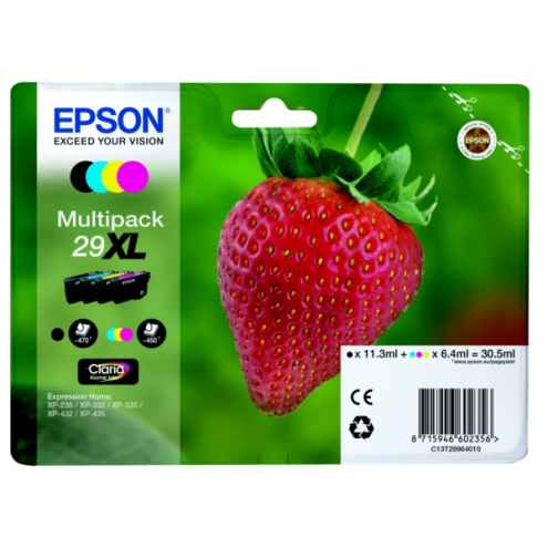 ORIGINAL EPSON 29XL Tintenpatrone MultiPack Bk,C,M,Y High-Capacity 11,3ml + 3x6,4ml (C 13 T 29964012)