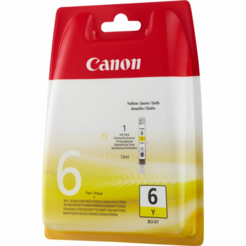 ORIGINAL CANON BCI6Y Tintenpatrone gelb 210 Seiten/5%, 13,00 ml (4708 A 002)