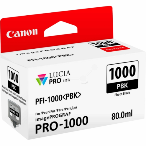 ORIGINAL CANON PFI1000PBK Tintenpatrone schwarz foto 2.205 Seiten, 80,00 ml (0546 C 001)