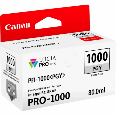 ORIGINAL CANON PFI1000PGY Tintenpatrone fotograu 3.165 Seiten, 80,00 ml (0553 C 001)