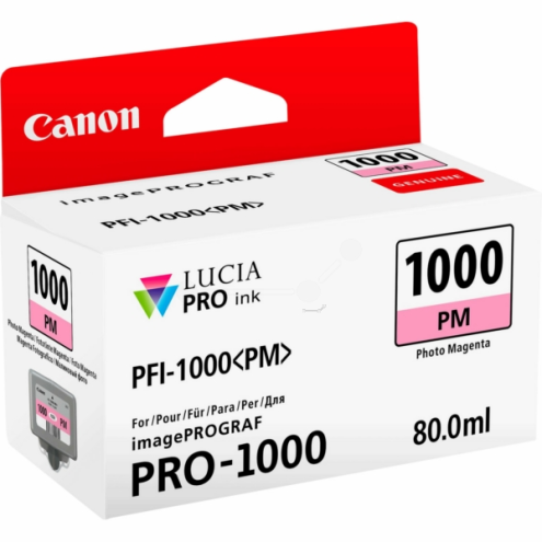 ORIGINAL CANON PFI1000PM Tintenpatrone magenta hell 3.755 Seiten, 80,00 ml (0551 C 001)