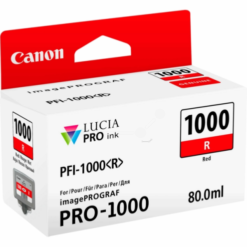 ORIGINAL CANON PFI1000R Tintenpatrone rot 3.165 Seiten, 80,00 ml (0554 C 001)