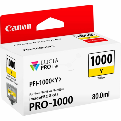 ORIGINAL CANON PFI1000Y Tintenpatrone gelb 3.365 Seiten, 80,00 ml (0549 C 001)