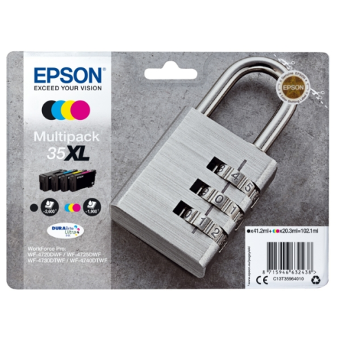 ORIGINAL EPSON 35XL Tintenpatrone MultiPack Bk,C,M,Y High-Capacity 41,2ml + 3x20,3ml (C 13 T 35964010)