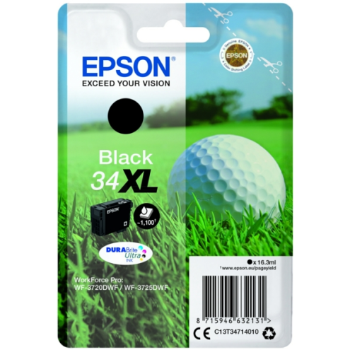 ORIGINAL EPSON 34XL Tintenpatrone schwarz High-Capacity 1.100 Seiten, 16,30 ml (C 13 T 34714010)