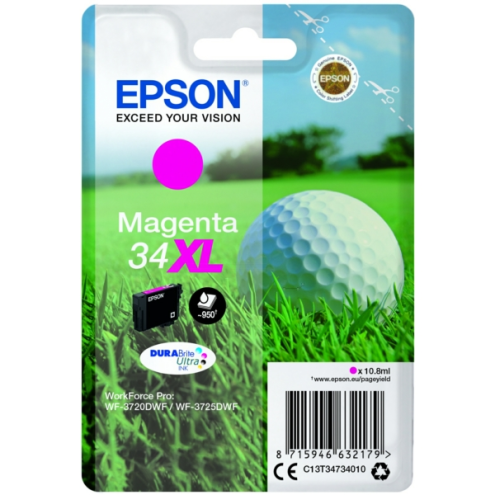 ORIGINAL EPSON 34XL Tintenpatrone magenta High-Capacity 950 Seiten, 10,80 ml (C 13 T 34734010)