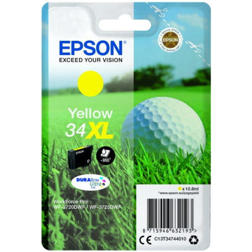 ORIGINAL EPSON 34XL Tintenpatrone gelb High-Capacity 950 Seiten, 10,80 ml (C 13 T 34744010)