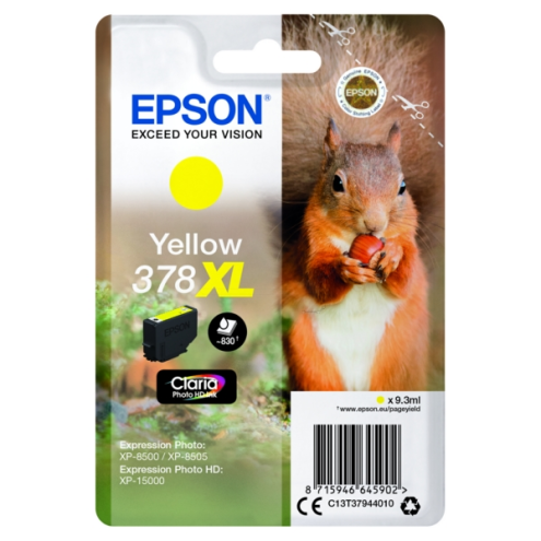 ORIGINAL EPSON 378XL Tintenpatrone gelb High-Capacity 830 Seiten, 9,30 ml (C 13 T 37944010)