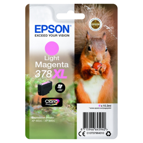 ORIGINAL EPSON 378XL Tintenpatrone magenta hell High-Capacity 830 Seiten, 10,30 ml (C 13 T 37964010)