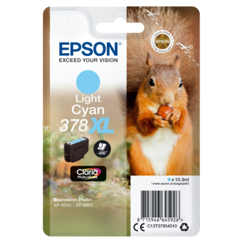 ORIGINAL EPSON 378XL Tintenpatrone cyan hell High-Capacity 830 Seiten, 10,30 ml (C 13 T 37954010)