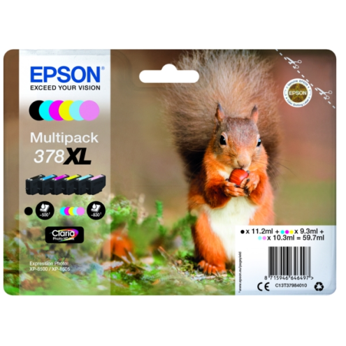 ORIGINAL EPSON 378XL Tintenpatrone MultiPack Bk,C,M,Y,LC,LM High-Capacity 11,2ml 3x9,3ml 2x10,3ml (C 13 T 37984010)