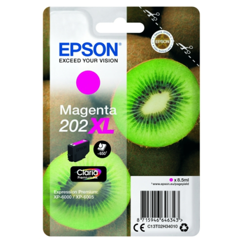 ORIGINAL EPSON 202XL Tintenpatrone magenta High-Capacity 650 Seiten, 8,50 ml (C 13 T 02H34010)