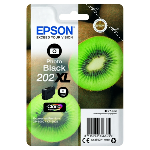 ORIGINAL EPSON 202XL Tintenpatrone schwarz foto High-Capacity 800 Seiten, 7,90 ml (C 13 T 02H14010)