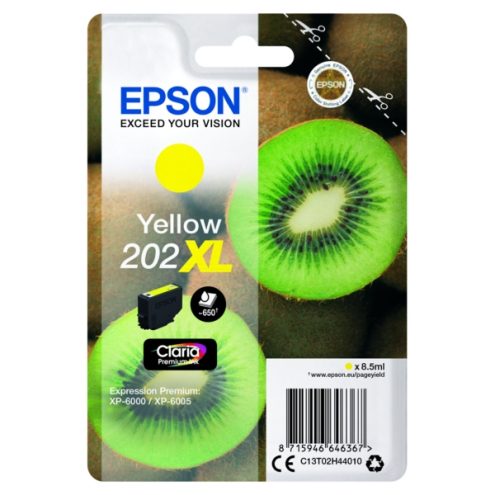 ORIGINAL EPSON 202XL Tintenpatrone gelb High-Capacity 650 Seiten, 8,50 ml (C 13 T 02H44010)