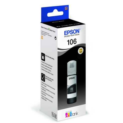 ORIGINAL EPSON 106 Tintenflasche schwarz foto 5.000 Seiten, 70,00 ml (C 13 T 00R140)