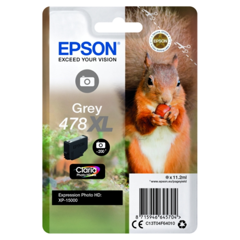 ORIGINAL EPSON 478XL Tintenpatrone grau High-Capacity 11,20 ml (C 13 T 04F64010)