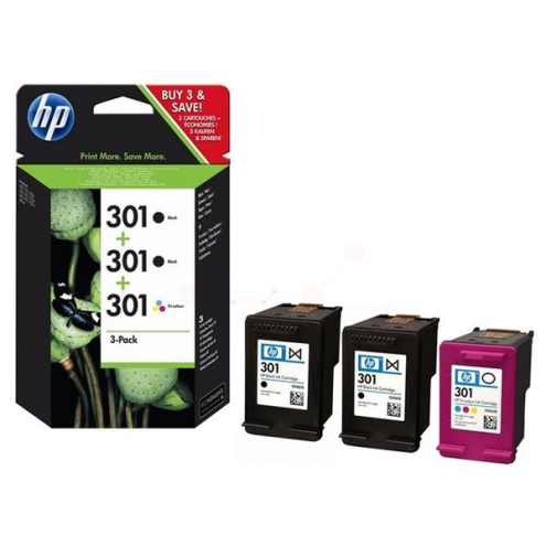 ORIGINAL HP 301 Druckkopfpatrone Multipack 2x schwarz +1x color 2x190pg + 165pg (E5Y87EE)