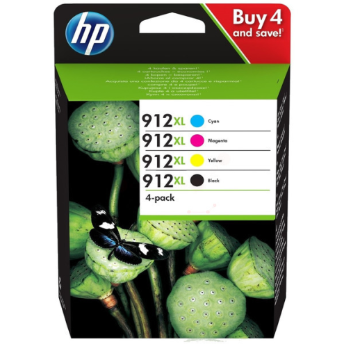 ORIGINAL HP 912XL Tintenpatrone MultiPack Bk,C,M,Y High-Capacity 825 Seiten, VE=4 (3YP34AE)