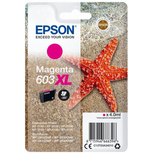 ORIGINAL EPSON 603XL Tintenpatrone magenta High-Capacity 350 Seiten, 4,00 ml (C 13 T 03A34010)
