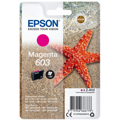 ORIGINAL EPSON 603 Tintenpatrone magenta 130 Seiten, 2,40 ml (C 13 T 03U34010)