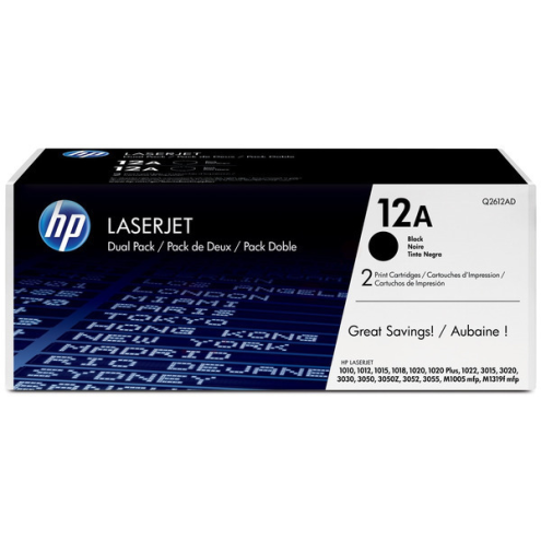 ORIGINAL HP 12AD Tonerkartusche schwarz Doppelpack 2.000 Seiten/5%, VE=2 (Q 2612 AD)