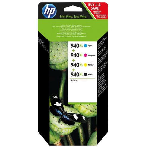 ORIGINAL HP 940XL Tintenpatrone MultiPack Bk,C,M,Y High-Capacity 2.200 Seiten, VE=4 (C2N93AE)
